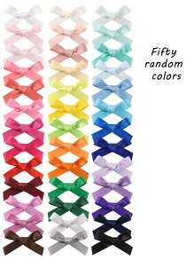 50pcs Plain Half Made Fabric Bow Ties, DIY Hair Accessories, Party Decorations, Multi-Purpose Semi-Finished Bows