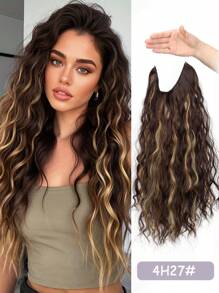 合成接发 钓鱼线 无夹接发 优雅水波卷发造型 轻盈蓬松 女士假发 - 彩色 - 查看 12