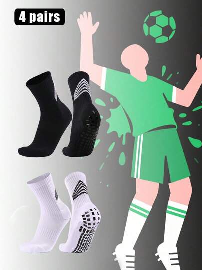 4 paires de chaussettes de sport respirantes unisexes pour le basketball, le football, le soccer, le rugby, le baseball, le cyclisme, la course, la randonnée, le tennis, le skateboard, avec un fond en serviette amortissant et professionnelles pour l'entraînement