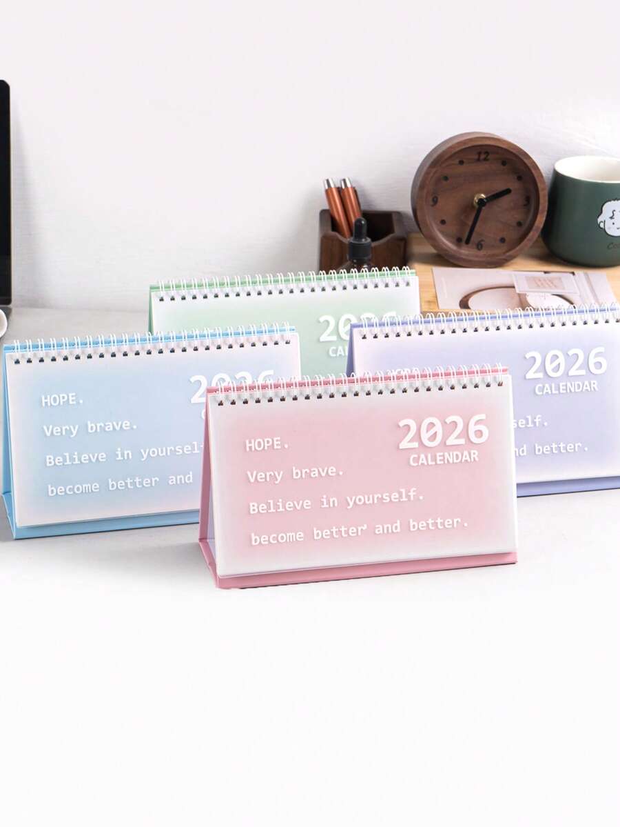 1pc Simple Gradient Color 2026 Desk Calendar, Vertical Flip Design Desk Calendar - Home & Office Daily Itinerary Planner, Unique Desk Decorations For Gifts For Friends - Multicolor - View 1
