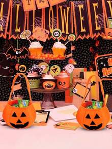 1/3/5/10 Stücke Halloween Kürbis Taschen, handgehaltene Vliesstoff Taschen für Süßigkeiten, Halloween Party Zubehör, Make-up und Kleidung Accessoires