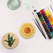 24 PCS Unfinished Wood Coasters 4 Inch Round Blank Wood Coaster For Crafts With 96 PCS Foam Knots For DIY Mosaic Laser Cutting Engraving Painted Pyrography Arts - 如圖 - 查看 6