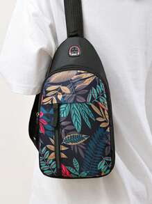 Bolsa de peito feminina moderna, nova, tecido oxford, bolsa transversal de ombro único, mochila de peito estampada da moda, transversal