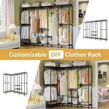 H5 Extra Large Wire Garment Rack, Heavy Duty Clothes Rack, Large Wardrobe Closet, Freestanding Closet Rack For Hanging Clothes, Clothing Racks With Adjustable Shelf, 93.3"Lx15.7"Wx75.4"H,Black - Black - View 5