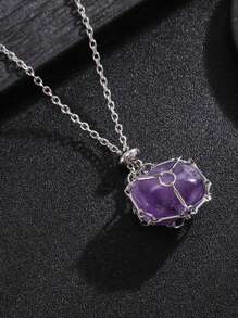Colar com moldura de cristal prateado, moldura de cristal vazia, metal a granel, gaiola de pedra de aço inoxidável, corrente de pedra preciosa ajustável e intercambiável para fabricação de joias, colar faça você mesmo