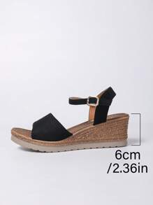 Plus Size Women's Wedge Heel Sandals, High Heels 2025 Summer New Fashion Fairy Style Solid Color Vacation Bohemian