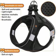 Dog Harness With Leash Set, No-Pull Step-In Reflective Pet Harness With 1 Leash Clips, Adjustable Soft Padded  Dog Vest Small Medium Large Dogs, Cats(Bright Red, XXXSmall)8GGY - 黑色 - 查看 10