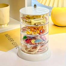 3/4/5 Tiers Rotating Jewelry Box, New Stylish Luxury High-Capacity Covered Dust-Proof Quality PET Material, For Vanity, Bedroom Desktop Organizer, Storing Hair Accessories, Bracelets, Necklaces, Earrings And Other Accessories, 360° Rotatable Jewelry Holder For Women Storage Organizer Travel Essentials Back To School Dormitory Storage