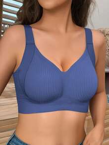 3 件套无钢圈薄垫塑身文胸，适合大胸女性，薄款无缝提升内衣 - 彩色 - 查看 3