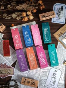 1pc Fine Pattern Brown Wooden Stamp, Small Fresh Flower Plant Pattern Creative Design Wooden Stamp For Notebook Scrapbook Decoration Greeting Card Decoration, Gift For Friends School Supplies,Back To School