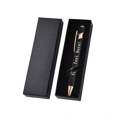 [1 Set Luxury Custom Pen] 1 Set Of Luxury Black Custom Soft Touch Ballpoint Pens, Gift Box | Retractable, Smooth Writing, Customizable | Ideal Gift For Men And Women, Christmas, Halloween, Birthday, Employee Benefits, Promotional Gifts, Company Customization,School Supplies,For School,For Teacher,For Office,For Boys And Girls,School Supplies,Back To School