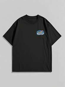 Surf Shop Design Men Round Neck T Shirt 1Pcs 100% Cotton Double Sided Digital Printing 220g Heavyweight T Shirt - màu đen - Xem 2