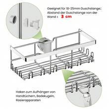 Shower Shelf Without Drilling, Stainless Steel Shower Shelf For 18 Mm-25 Mm Shower Rod, Shampoo Holder For Shower Bathroom Organizer (Silver) - Bạc - Xem 5