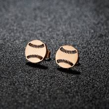 1 par de pendientes de tuerca de béisbol de acero inoxidable, joyería deportiva de moda, y regalos para clubes tanto para hombres como para mujeres