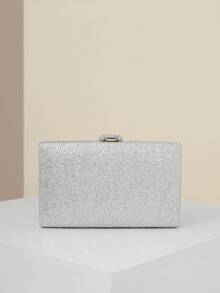 1 pezzo Borsa elegante da sera da donna con chiusura in metallo rotonda impreziosita da strass e diamanti, Borsetta compatta di forma quadrata con paillettes, adatta per cocktail festa, matrimoni e balli