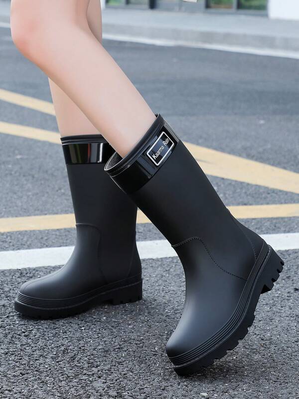 Fesd Ts Japanese Style Women's Mid-Calf Rain Boots, Non-Slip Rubber Shoes For Kitchen Work, Outdoor Car Washing, Camping, Fishing, Waterproof Beach Sports Outdoor PVC Plastic (Polyvinyl Chloride) Household Rain Boots, Work Shoes, Beach Vacation, All Season