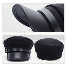 Black Chauffeur Hat Flat Top Premium Doorman Newsboy Driver Costume Hat For Men Women Daily Wear Travel Theme Party - Multicolor - View 2