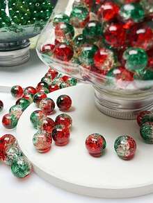 8mm Round Glass Beads, Christmas Style, For DIY Jewelry Making & Christmas Decorations - Vivid Shiny Sphere Shaped Beads, Suitable For Necklaces, Bracelets, Earrings, Handicrafts, Glass Beads For Jewelry Making - Multicolor - View 6