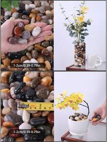 Black Pebbles Suitable For Home And Garden Decoration -0.3-3 Cm, Multi-Color Stones (White, Black, Multi-Color, Yellow) Suitable For Indoor Plants, Outdoor Landscapes, And Holiday Decorations - Perfect For Vases, Glass Containers, Fish Tanks, Aquariums, Succulents, Flower Pot Plant Decorations, As Well As Outdoor Terraces