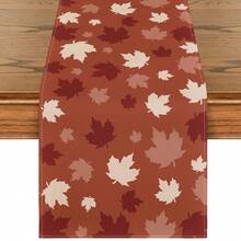 1pc Maple Leaf Autumn Table Runner, Seasonal Fall Kitchen Dining Table Decor For Home And Party - Orange - View 1
