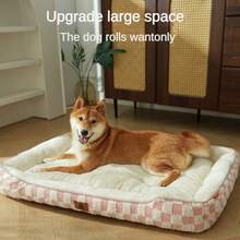 wuyingongfang 1pc Plaid Rectangular Pet Bed, Bite-Resistant, Tear-Resistant, Removable & Washable, Soft, Comfortable, Warm, Easy To Clean, Pet Bed, Cat Bed, Dog Bed, Dog Mat, Cat Mat, Suitable For Small, Medium, Large Dogs, All Seasons, Multi-Color Options, Universal For Cats And Dogs - Purple - View 2