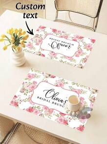 2/4/8 Stück personalisierte, individuell angefertigte Namens-Tischsets für Esszimmertische, hochwertige luxuriöse Gemälde im Restaurantstil mit Blumendesigns, strapazierfähige hochwertige Tischdecke im Restaurantstil, eines der unverzichtbaren Geschenke für Familienmitglieder.