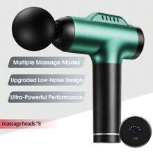 Masajeador de mano profesional, pistola de masaje portátil para fascia y Body, ligera, recargable, con 8 cabezales de masaje intercambiables