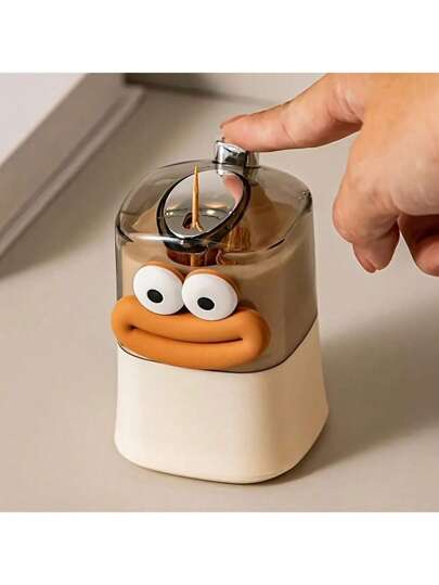 1pc/2pcs Design de desenho animado Dispensador automático de palitos de dente - Suporte de palito de plástico tipo push, recipiente de armazenamento criativo para casa e restaurante