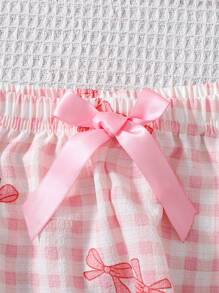 2 sztuki spodni piżamowych w kratę dla kobiet, luźne spodnie wypoczynkowe z kokardką, spodnie do spania dla kobiet, ubrania na jesień