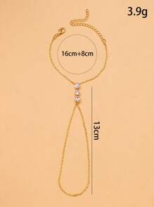 1 Stück minimalistischer goldener Metallketten-Fingerring-Armreif, dekoriert mit Strass, modische Strandaccessoires für Frauen