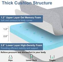 Gel Memory Foam Recliner Cushion For Elderly, Extra Large Seat Cushion, Dual-Layer Foam Chair Pad For Couch, Armchair, Wicker Chairs, Floor, 18 * 18 * 4in, Light Gray - 玫瑰紅 - 查看 5