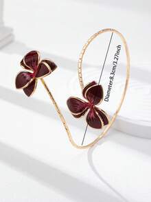 1 件春夏珐琅花朵装饰上臂袖口女士臂环、二头肌臂手镯、花卉身体首饰 - 紅色 - 查看 3