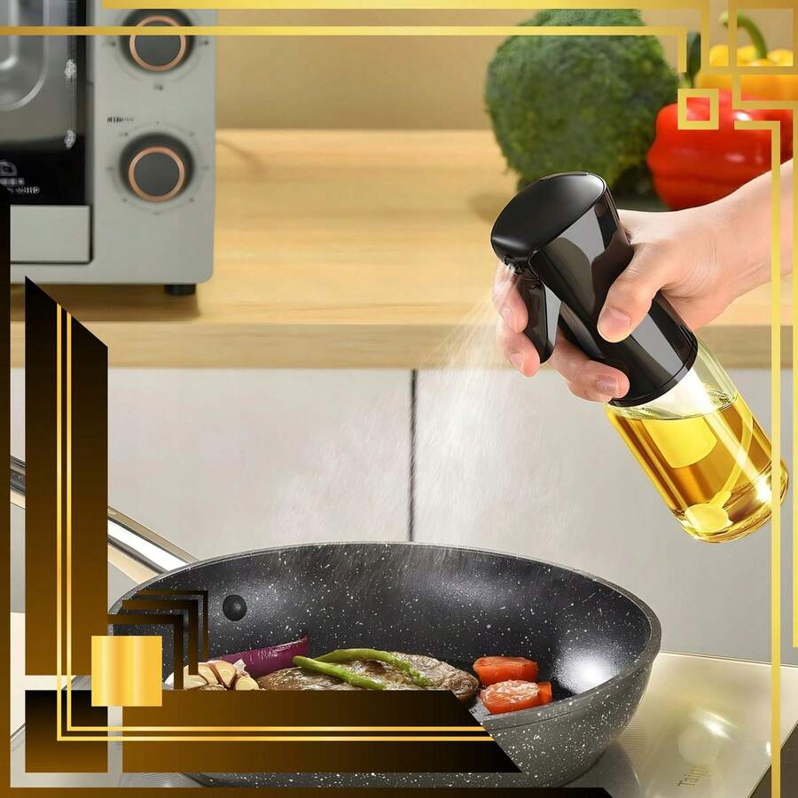 Spruzzatore per olio da cucina, flacone erogatore per olio in vetro da 250 ml, nebulizzatore spray per olio di canola e aceto per cucina, accessori per gadget ricaricabili, ampiamente utilizzato per friggitrice ad aria, cottura al forno e grigliatura.