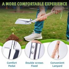 20 英寸尖头园艺铲套装 - 3 件套木柄金属手铲套装 | 挖土铲、方铲、种植坑挖土机 | 适用于花坛、盆栽、种植的耐用园艺工具 - 銀色 - 查看 5