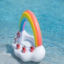 Aufblasbarer Pool-Bar - Regenbogen-Wolken Getränkehalter für Luau, Hawaii, tropische Geburtstags- und Oster-Party Dekorationen, Geschenke, Zubehör, Outdoor-Nutzung, Strandutensilien, Poolschwimmer