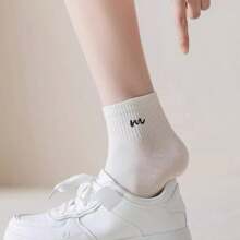 1/7 Paar (Zufallsversand) Damen Socken mit bunten, personalisierten und kurzen, knöchellangen Buchstaben, modisch und vielseitig, geeignet für den täglichen Gebrauch