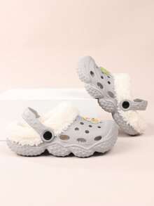 Pink Cave Shoes Glow-In-The-Dark Shoes Flower Decoration Boy And Girl With The Same Children's Padded Warm Shoes