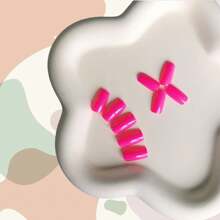 Hot Pink Nails Press Ons Neon Pink Press On Nails Medium Square Glue On Nails Medium Length Short Acrylic Nails Glue On Medium Coffin Nails Fake Nails False Nails For Women Solid Color Gel Nails 24Pcs