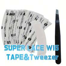 超强定型 | 双面蓝色发胶贴纸条粘合剂固定器防水适用于真人头发男女假发胶带蕾丝假发系统替换延长 | 轮廓 C（36 件 X 1 袋） - 黑與白 - 查看 1