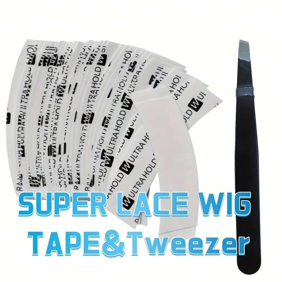 超强定型 | 双面蓝色发胶贴纸条粘合剂固定器防水适用于真人头发男女假发胶带蕾丝假发系统替换延长 | 轮廓 C（36 件 X 1 袋） - 黑與白 - 查看 1