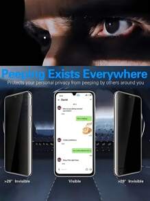 2 pièces Protection d'écran de confidentialité compatible avec Samsung Galaxy A05s A06 A13 A14 A15 A16 A23 A25 A26 A34 A35 A36 A51 A52s A53 A54 A55 A56, dureté 9H, couverture complète, anti-espion, installation facile, protection anti-bris