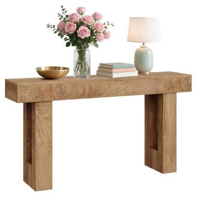 mteryoing 63" Farmhouse Console Table - Long Sofa Table Behind Couch, Wooden Entryway Table For Living Room, Hallway, Entrance, Rustic Rectangular Design