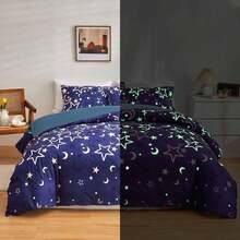 Feelyou 2/3Pcs Galaxy Glow In The Dark Comforter Set For Men Women Purple Universe Starry Night Bedding Set Outer Space Stars Moon Comforter Glow Decor, With 1/2 Pillowcases, Room Decor, All Season Soft Warm, Festival Birthday Gifts Decoration Ornaments - Màu tím - Xem 1