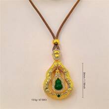 1 pièce Collier vintage à la mode de style chinois avec pendentif en céramique émaillée en forme de calebasse creuse