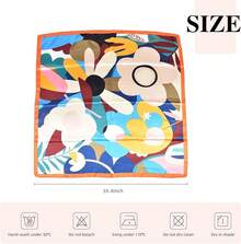 35 Inches Silk Head Scarf-Satin Hair Scarves Silk Bandana Scarf Headscarf For Women's Fashion Scarveshalloween - 彩色向日葵 - 橙色 - 查看 7