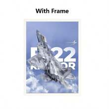 YIKES 1 pièce Œuvres d'art murales avec cadre optionnel - Série Jet (A10, F22, F14, F15, F16, Apache) - Décoration vintage et classique d'aéronefs militaires pour le salon, la chambre, le bureau ou le dortoir - Impression jet d'encre de haute qualité sur canevas résistante, décoration avion