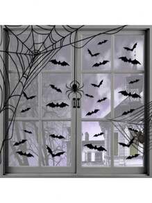 96 szt. 3D dekoracji nietoperzy, 4 różne rozmiary wielokrotnego użytku naklejki nietoperzy do samodzielnego montażu na ścianie, w łazience, w barze, w biurze, w pomieszczeniach, na imprezę halloweenową, do wystroju domu