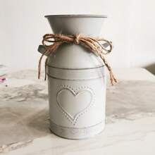 1pc Retro Distressed Flower Vase Iron Art Milk Jug Vase Decor Gifts Birthday Graduation