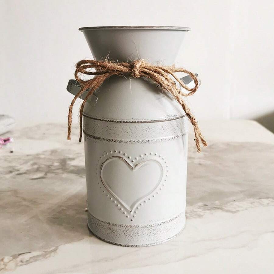 1pc Retro Distressed Flower Vase Iron Art Milk Jug Vase Decor Gifts Birthday Graduation