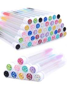 Waloshow 50pcs/Set Reusable Eyelash Brush With Tube, Spiral Eyelash Comb With Container, Disposable Eyebrow Brush Wholesale - Multicolor - View 8